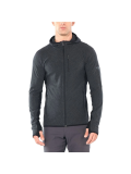 Mens Descender LS Zip Hood, Jet Heather/Black